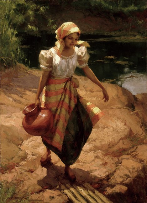 Woman Carrying Water by Fernando Amorsolo